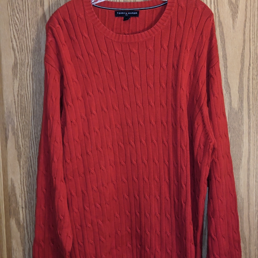 Vintage Tommy Hilfiger Red Cable Knit Sweater